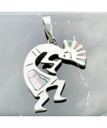 KOKOPELLI FLUTE PLAYER 925 STERLING SILVER INLAY MOTHER OF PEARL PENDANT - €54,68 EUR