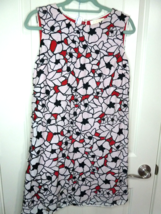 Vtg Cutwork Dress Red lining, black &amp; white outside size 8 by ERIN Silk ... - £23.64 GBP