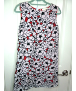 Vtg Cutwork Dress Red lining, black &amp; white outside size 8 by ERIN Silk ... - £23.35 GBP