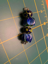 Handmade blue &amp; yellow lampwork glass beads - New - £10.07 GBP