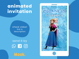 Frozen Video Invitation Animated, Frozen Digital Birthday Invitation - £10.35 GBP