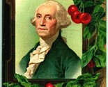 George Washington Cherry Branches Border Embossed Winsch Back DB Postcar... - $12.46