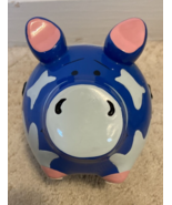 Blue And White Piggy Bank - 5 Inches Long Personalized &quot;Logan&quot; - £18.08 GBP