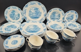 (6) J &amp; G Meakin The Sandown 6 Pc Place Settings Antique Blue Floral Eng... - £470.46 GBP