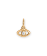 14k Yellow Gold Tiny Cubic Zirconia Evil Eye Charm Bracelet or Necklace - $64.00