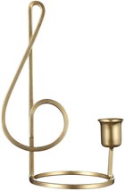 Golden Candle Holder Single Music Musical Note Taper Candles Metal Candlestick - £13.93 GBP