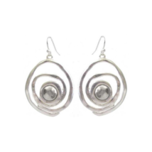 Triple Swirl Dangle Loop Earrings Sterling Silver Alloy - £9.66 GBP