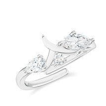 Kicky &amp; Perky 925 Sterling Silver Moissanite Three Stone Ring Jewelry Fo... - $1,472.93 MXN