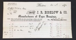 1874 J.R. Bigelow &amp; Co Billhead Manufacturers of Paper Hangings Boston S... - $20.00
