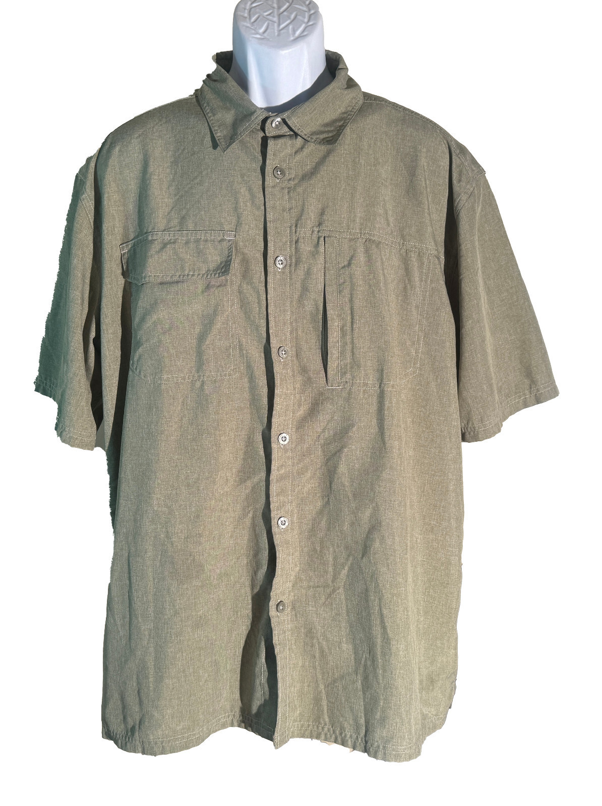RUSTIC RIDGE men&#39;s Short Sleeve Button Down Vented Outdoor Shirt Green XL - $10.88