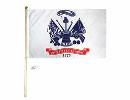 Ant Enterprises 5&#39; Wood Flag Pole Kit Wall Mount Bracket with 3x5 United States  - £27.08 GBP