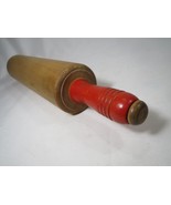 Vintage Rolling Pin Red Handle Baking Cooking Kitchen Decor Great Shape - £20.29 GBP