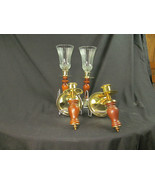 HOMO 1970&#39;s wood and metal sconces candle stick holders - €30,51 EUR