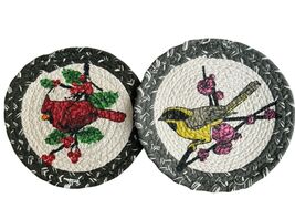 Vtg Set 2 Woven Braided Bird Trivets Pot Holders Hot Pads Rug Country Co... - $12.31