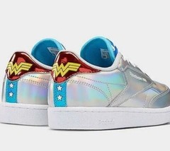 NIB REEBOK CLUB C 85 GS CLASSIC METALLIC SILVER WONDER WOMEN SHOES YOUTH... - $16.99