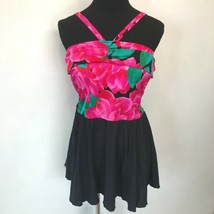 Vintage Roxanne Swimsuit size L Bra Sized 38 Pink with Black Skirt Union... - £11.69 GBP