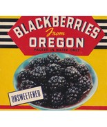 Vintage BLACKBERRIES From Oregon Packed in Water Only Paper Can Label - $2.92