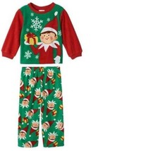 Boys Pajamas Christmas 2 Pc Set Green Red Elf On Shelf Shirt Pants Toddler-sz 2T - £11.48 GBP