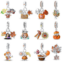 Original 925 Sterling Silver Autumn Series Maple Leaves Scarecrow Pumpkin charms - $13.50