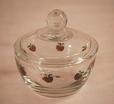 Anchor Hocking Covered Sugar Bowl Red Apple Designs Country Farm Table A... - £17.40 GBP