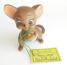 Josef Originals Happy Birthday Mouse Village Japan Porcelain Mouse with Cake - £14.90 GBP