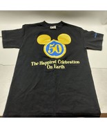 Walt Disney World ~50th HAPPIEST CELEBRATION ON EARTH~ Black Henley Shir... - £8.94 GBP