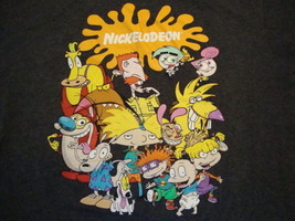 Nickelodeon Cartoon Classics Throwback Characters Funny Gray T Shirt Size L - £12.45 GBP