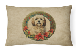 Havanese Christmas Flowers Throw Pillow - $32.66