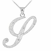 Personalized 925 Sterling Silver CZ Initial Script Letter Y Pendant Necklace - £40.17 GBP+