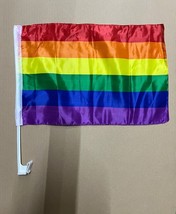 Rainbow Pride 12X15 Inch 12&quot; x 15&quot; Car Flag With Heavy Duty Bracket LGBT... - $7.13