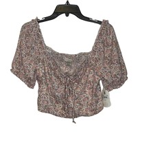 Altar&#39;d State Crop Top Size Medium Pink Multi Floral Pattern Lined Boho - £15.56 GBP