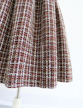 A-line Winter Burgundy Tweed Skirt Outfit Women Plus Size Midi Skirt image 4