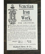 Vintage 1895 Venetian Iron Work For Amateurs Hulbert Bros &amp; Co. Original... - £5.22 GBP