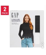 Gap Womens Top Black White Mockneck 2-Pack Ribbed T-Shirt Long Sleeves Soft - $736.60 MXN