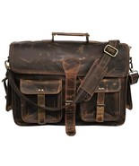 Vintage Genuine Buffalo Leather Messenger Bag Laptop Briefcase Satchel - $3,640.26 MXN