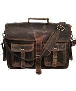 Vintage Genuine Buffalo Leather Messenger Bag Laptop Briefcase Satchel - £156.53 GBP