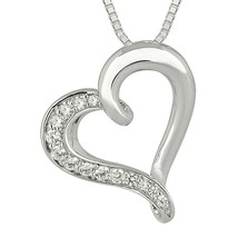 0.38ct Moissanite Diamond Promise Heart Pendant 18&quot; Chain in 925 Sterling Silver - £67.23 GBP