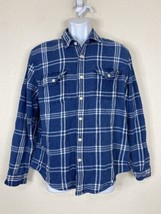 American Eagle Button Up Shirt Indigo Men Size XL Blue Thick Weave Long Sleeve - £5.32 GBP