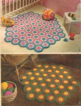 Vintage 1973 Crochet Instructions Hexagonal Rugs Using 6&quot; Floral Motifs ... - $10.99