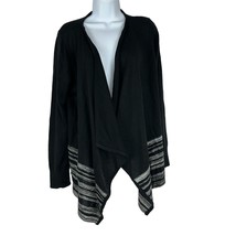 I.N. Studio Women&#39;s Black Cardigan With Gray Stripes Size Large - £17.27 GBP