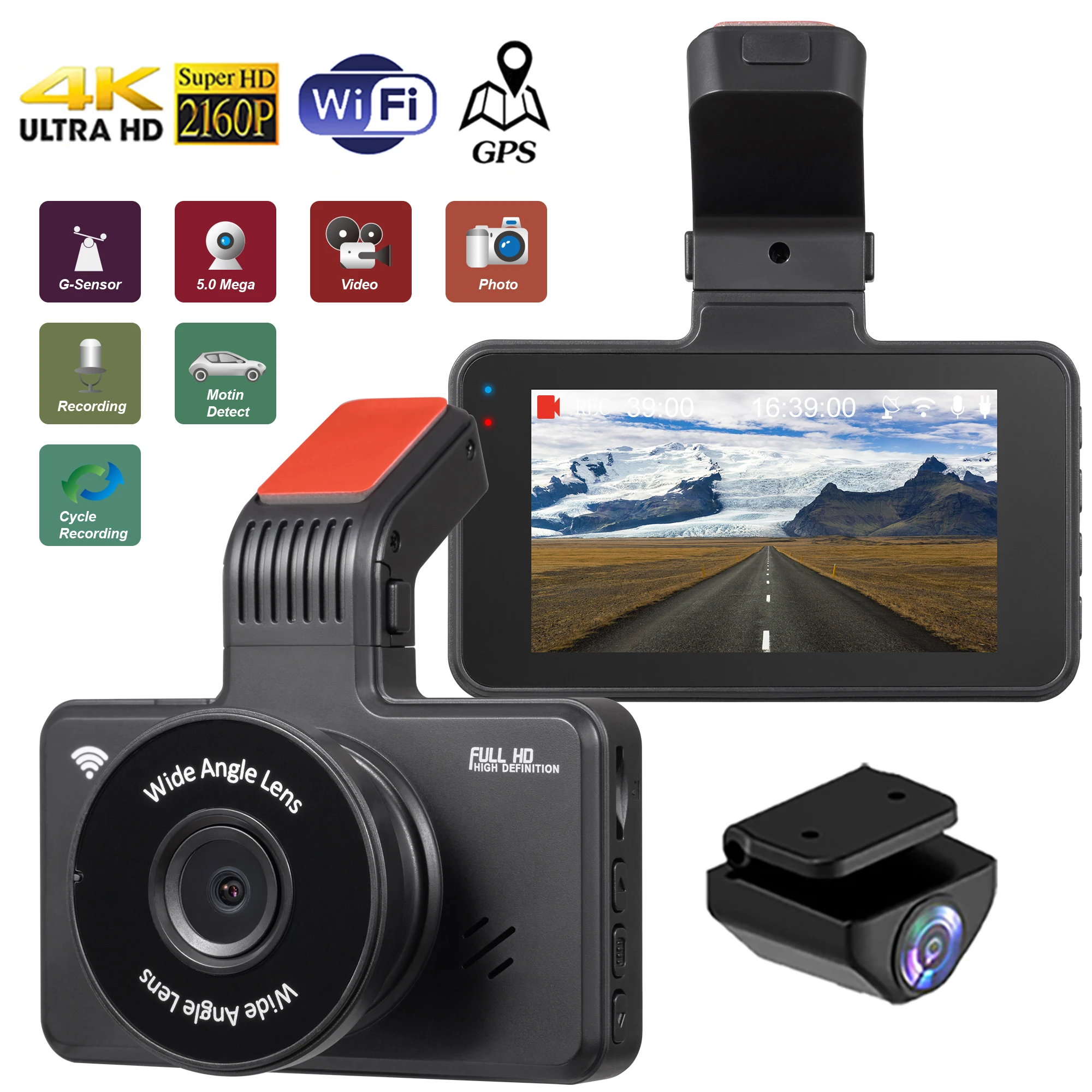 Car DVR GPS Wifi Dash Cam Vehicle Camera 4K 2160P Drive Video Recorder Night - £77.73 GBP+