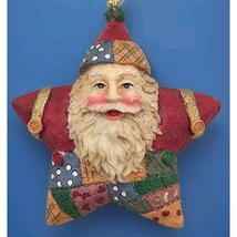 Vintage Santa Claus Star Shaped Christmas Ornament 80s 90s Retro Whimsical - £17.35 GBP