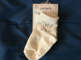 2 Pairs Carter&#39;s Neutral Baby Bunny Socks 3-12 Months *NEW* n1 - £7.06 GBP