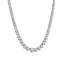 14.70CT Round Cut Real Moissanite Tennis Womens Necklace 14K White Gold Plated - £513.60 GBP