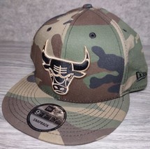 Chicago Bulls Snapback Hat ~ New Era 9Fifty ~ Flat Bill Cap ~ Camo NWT Rare - £22.86 GBP