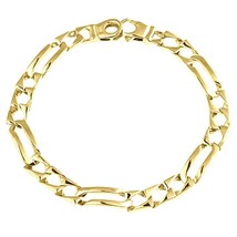 Herren Quadratisch Figaro Link Handgemachte Armband 14k Gelbgold 14.6 Gr... - $1,481.64