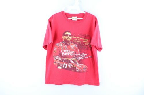Vintage NASCAR Mens Medium Distressed Tony Stewart Double Sided T-Shirt Red - £63.25 GBP