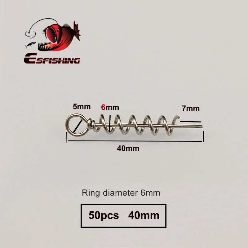 ESFISHING Fishing Hook Connector 50pcs 40mm 35mm 25mm Soft Bait Spring Centering - £45.21 GBP