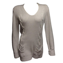 Three Sixty Five Womens Pullover Sweater Gray Metallic Long Sleeve V Nec... - £10.40 GBP