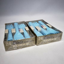 Vintage 48 Blue Dixie Disposable Forks Safer for Children to Use NOS Sealed - £15.69 GBP